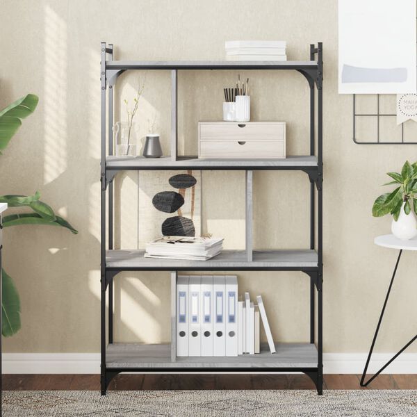 vidaXL Biblioth&egrave;que &agrave; 4 niveaux sonoma gris 76x32x123 cm