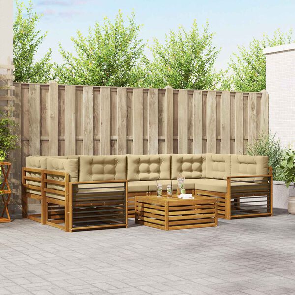 vidaXL Ensemble de canap&eacute;s d'ext&eacute;rieur 8 pcs Naturel et Beige