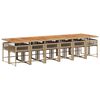 vidaXL Ensemble &agrave; manger de jardin et coussins 13 pcs beige