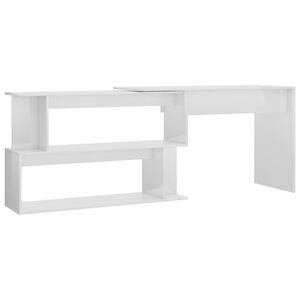 vidaXL Bureau d'angle Blanc brillant 200x50x76 cm Bois d&rsquo;ing&eacute;nierie