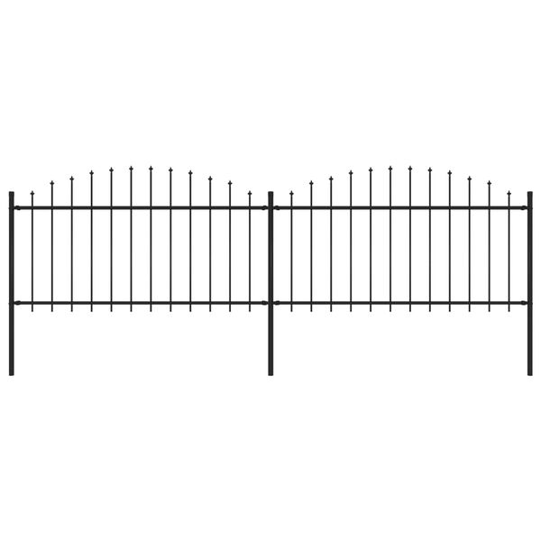 vidaXL Cl&ocirc;ture de jardin avec dessus en forme de lance en acier 359 x 150 cm Noir