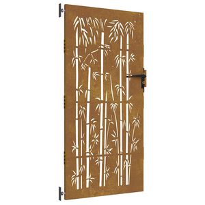 vidaXL Portail de jardin 85x200 cm acier corten design de bambou