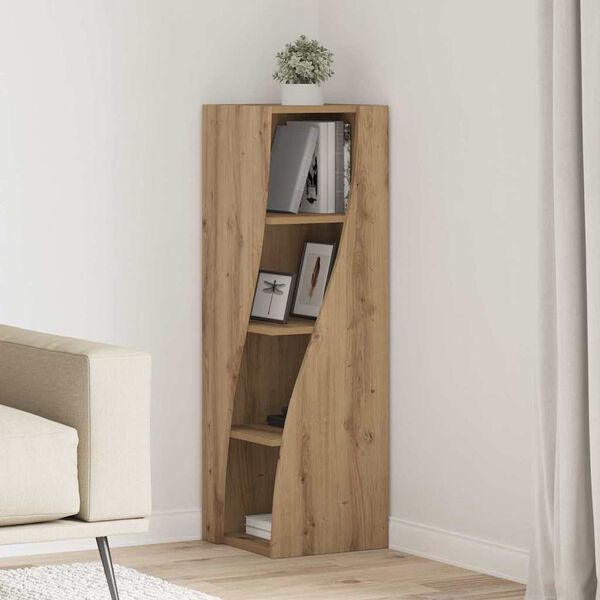 vidaXL Meuble d'angle Ch&ecirc;ne artisanal 32x32x102cm Bois d'ing&eacute;nierie