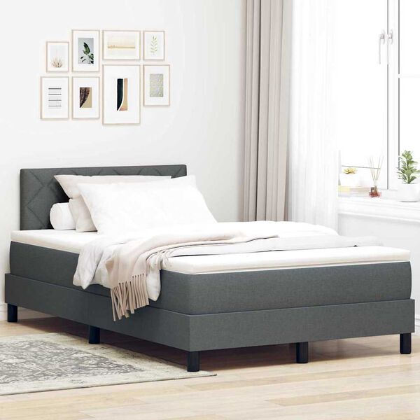 vidaXL Lit &agrave; ressorts avec matelas Gris fonc&eacute; 120 x 200 cm tissu