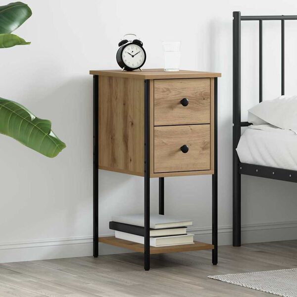 vidaXL Cabinet de chevet avec tiroir ch&ecirc;ne artisanal 32 x 42 x 70 cm