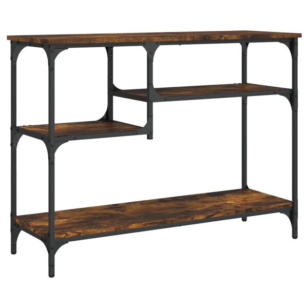 vidaXL Table console avec &eacute;tag&egrave;res ch&ecirc;ne fum&eacute; 100x35x75 cm