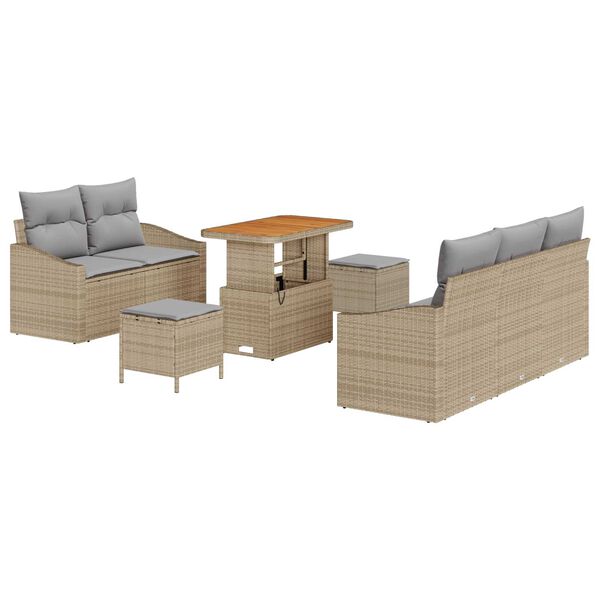 vidaXL Ensemble de canap&eacute; de jardin avec coussin 8 pcs Beige polyrotin