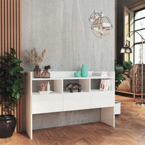 vidaXL Buffet Blanc brillant 105x30x70 cm Bois d&rsquo;ing&eacute;nierie