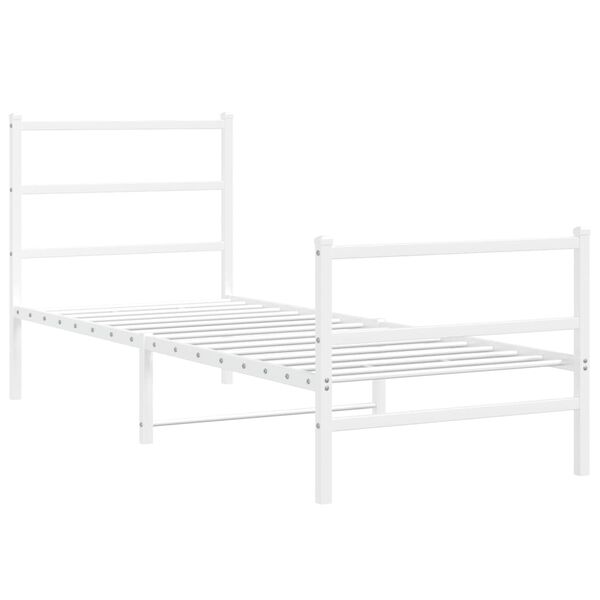 vidaXL Cadre de lit métal sans matelas avec pied de lit blanc 80x200cm