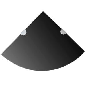 vidaXL &Eacute;tag&egrave;res d'angle 2 pcs et supports chrom&eacute;s Verre Noir 25x25 cm