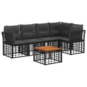 vidaXL Ensemble de canap&eacute;s d'ext&eacute;rieur 6 pc Noir et Gris fonc&eacute;