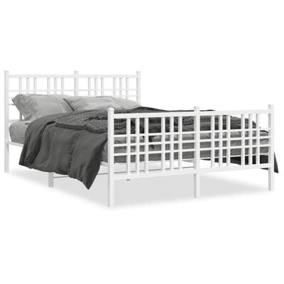 vidaXL Cadre de lit métal sans matelas et pied de lit blanc 120x190 cm