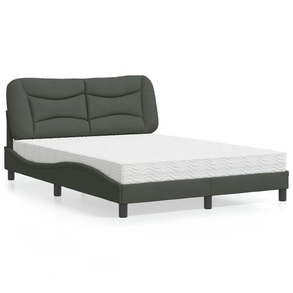 vidaXL Lit avec matelas Hvar gris foncé 120x200 cm tissu