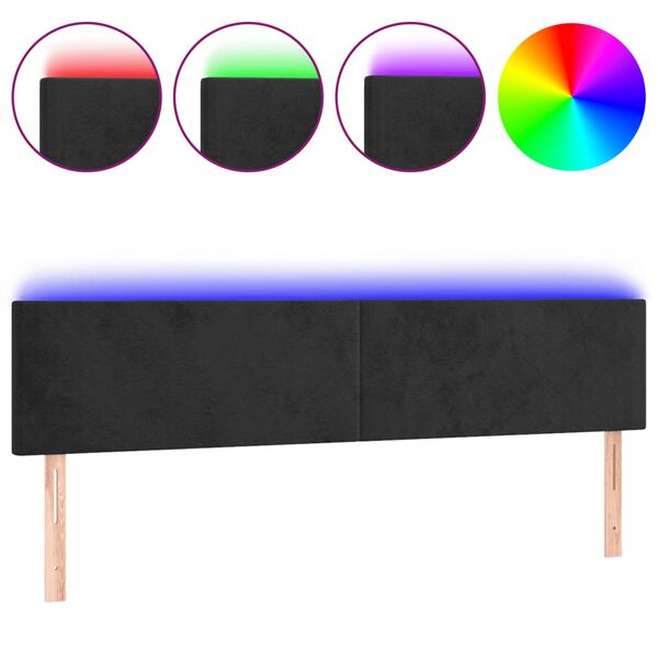 vidaXL T&ecirc;te de lit &agrave; LED Noir 160x5x78/88 cm Velours