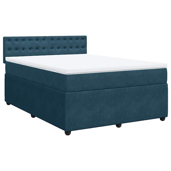 vidaXL Sommier &agrave; lattes de lit et matelas bleu 140x200 cm velours