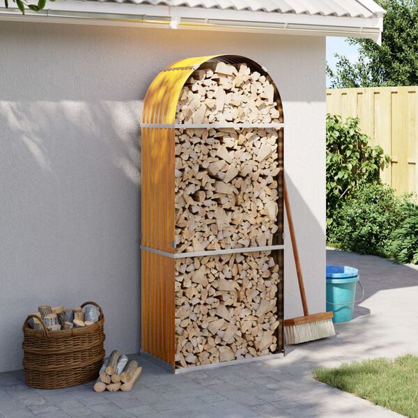 vidaXL Porte-b&ucirc;ches aspect bois 80x45x190 cm acier galvanis&eacute;