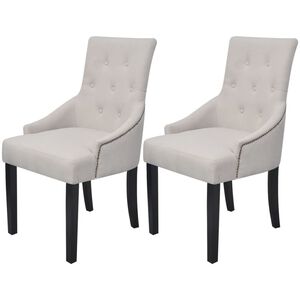 vidaXL Chaises &agrave; manger lot de 2 gris cr&egrave;me tissu