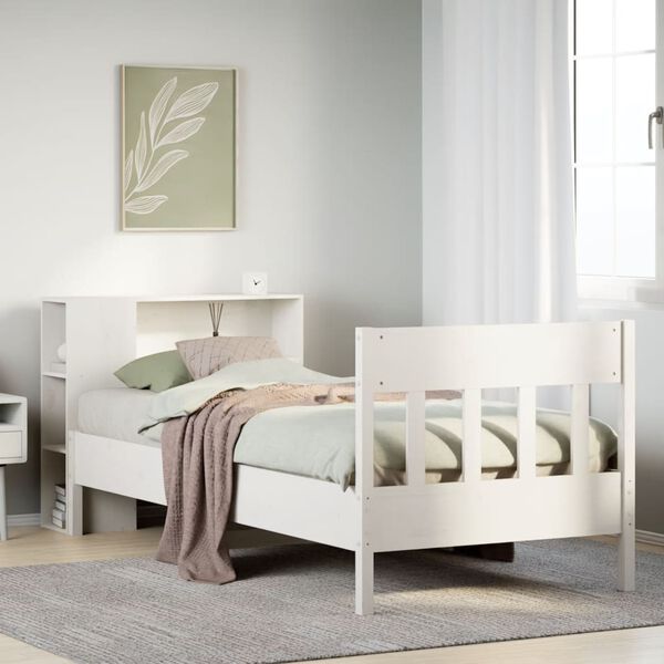 vidaXL Lit biblioth&egrave;que sans matelas blanc 100x200 cm bois pin massif