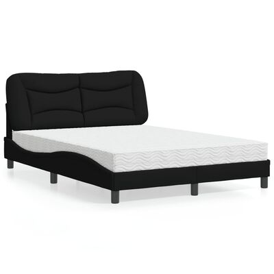 vidaXL Lit avec matelas noir 140x200 cm tissu