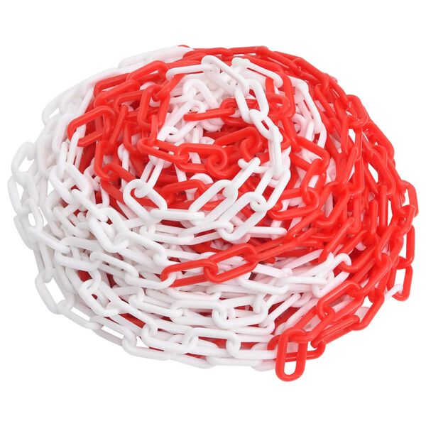 vidaXL Cha&icirc;ne d'avertissement Rouge et blanc 30 m &Oslash;8 mm Plastique