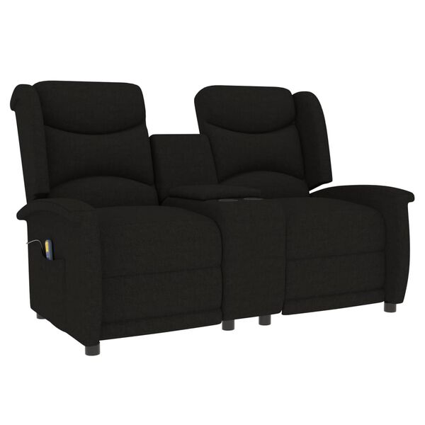 vidaXL Fauteuil de massage inclinable et porte-gobelet 2 places noir