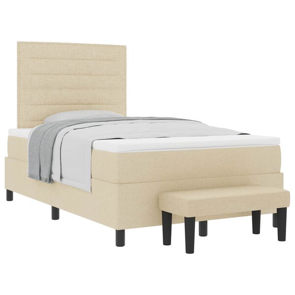 vidaXL Lit &agrave; ressorts avec matelas Cr&egrave;me 120 x 200 cm tissu