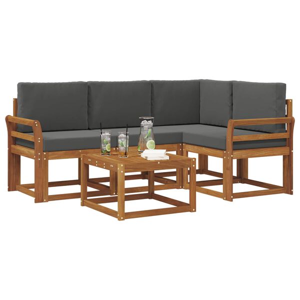 vidaXL Ensemble de canap&eacute;s d'ext&eacute;rieur 5 pcs Naturel et Anthracite