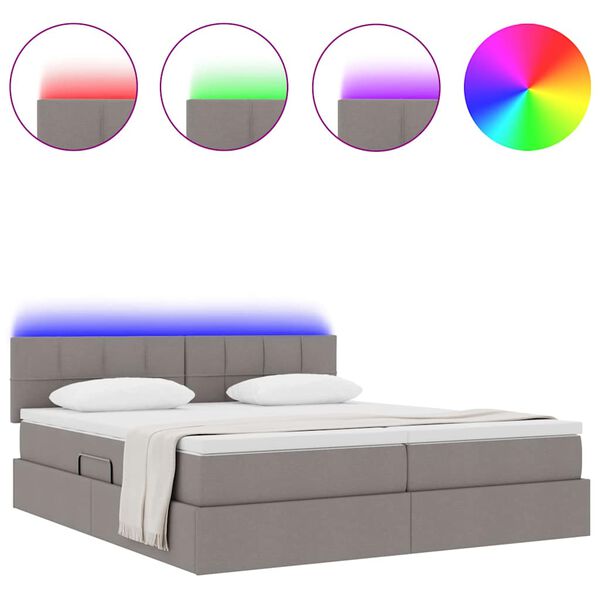 vidaXL Lit avec des lumi&egrave;res &agrave; LED Taupe 200 x 200 cm tissu
