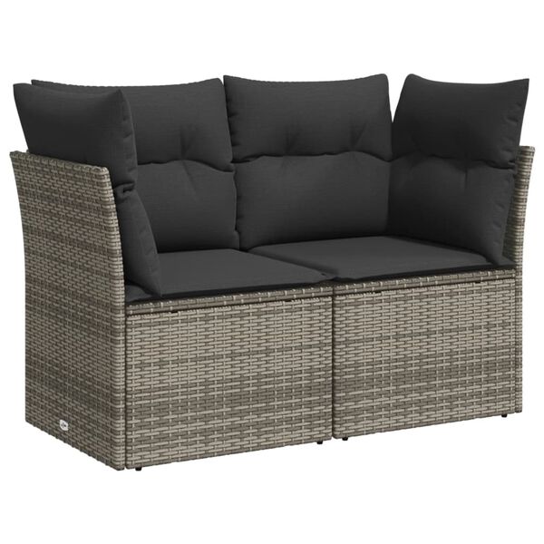 vidaXL Salon de jardin 11 pcs avec coussins gris r&eacute;sine tress&eacute;e