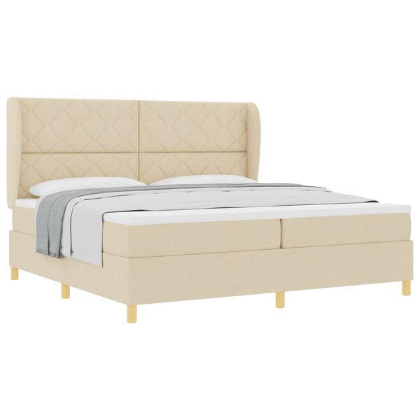 vidaXL Lit &agrave; ressorts avec matelas gris fonc&eacute; 90x190 cm Cr&egrave;me tissu