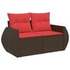 vidaXL Canap&eacute; de jardin avec coussins 2 places en r&eacute;sine tress&eacute;e marron