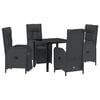 vidaXL Ensemble de salle &agrave; manger pour jardin 5 pcs Noir polyrotin