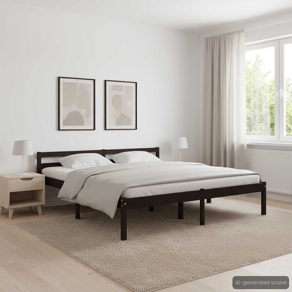 vidaXL Cadre de lit sans matelas marron foncé pin massif 160x200 cm