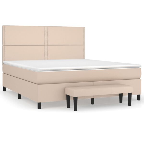 vidaXL Sommier à lattes de lit avec matelas Cappuccino 180x200 cm