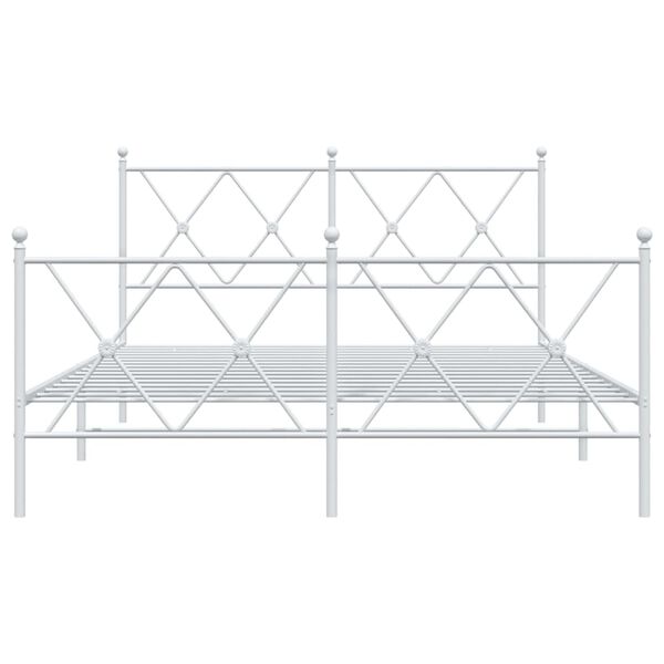 vidaXL Cadre de lit m&eacute;tal sans matelas et pied de lit blanc 140x200 cm