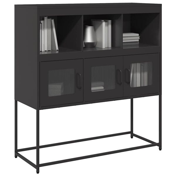vidaXL Buffet noir 100,5x39x107 cm acier laminé à froid