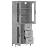 vidaXL Buffet haut Gris b&eacute;ton 69,5x34x180 cm Bois d'ing&eacute;nierie