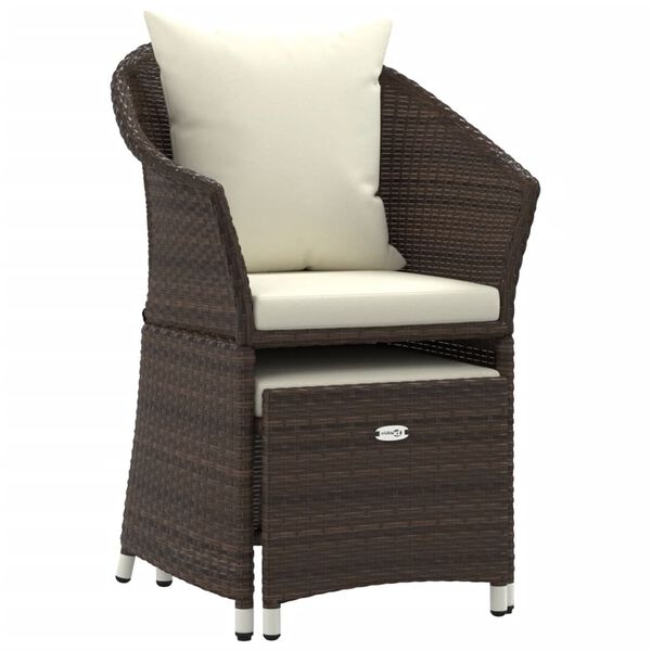 vidaXL Salon de jardin 2 pcs avec coussins Marron R&eacute;sine tress&eacute;e