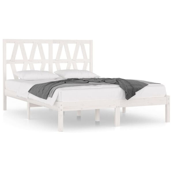 vidaXL Cadre de lit sans matelas blanc bois de pin massif