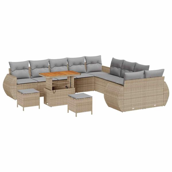 vidaXL Ensemble de canap&eacute; de jardin 13 pcs beige et gris clair