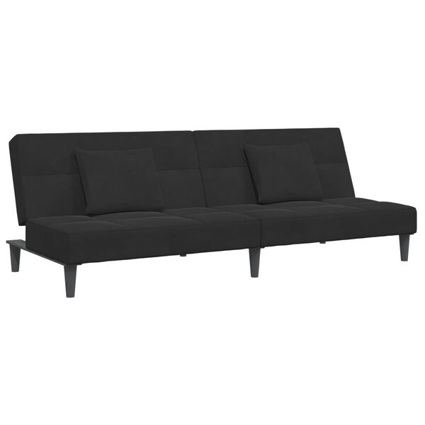 vidaXL Canap&eacute;-lit &agrave; 2 places avec repose-pied noir velours