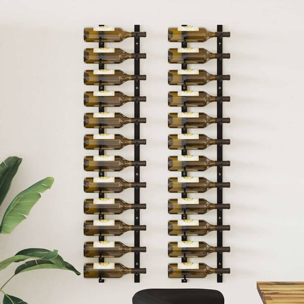 vidaXL Casiers &agrave; bouteilles mural pour 12 bouteilles 2 pcs noir fer