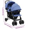 vidaXL Poussette &agrave; deux places Bleu marine Acier