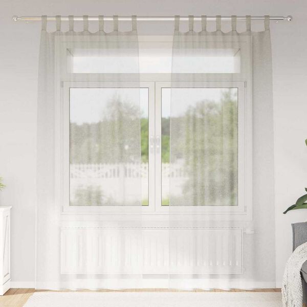 vidaXL Rideau en Voile 2 pcs Cr&egrave;me 245 x 140 cm Polyester