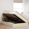 vidaXL Lit avec rangement et LED avec matelas Cr&egrave;me 120 x 200 cm tissu
