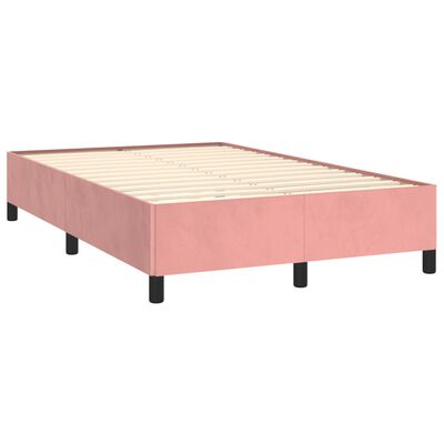 vidaXL Sommier à lattes de lit et matelas LED rose 120x190 cm velours