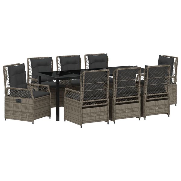 vidaXL Ensemble de salle &agrave; manger pour jardin 9 pcs Gris polyrotin