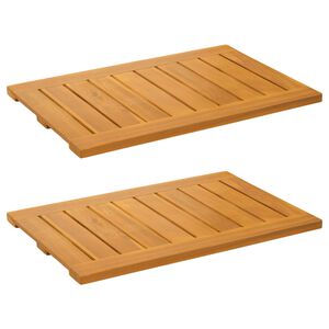 vidaXL Tapis de bain 2 pc Naturel 60 x 40 cm Bois d'Acacia Massif