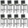 vidaXL Ensemble de bar de jardin 9 pcs avec coussins noir poly rotin
