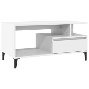 vidaXL Table basse Blanc 90x49x45 cm Bois d'ing&eacute;nierie